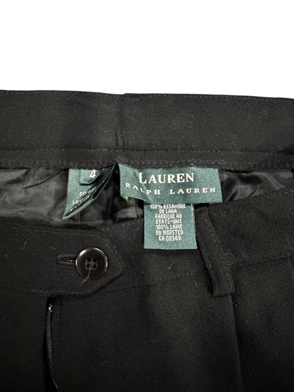 Lauren Ralph Lauren 100% Wool Pleated Dress Pants Black Size 4 - Picture 3 of 7